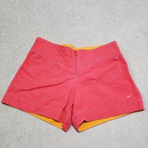 NIKE Vintage Zip Front Swim Board Shorts 4" Unlined Pink Orange Women's Small